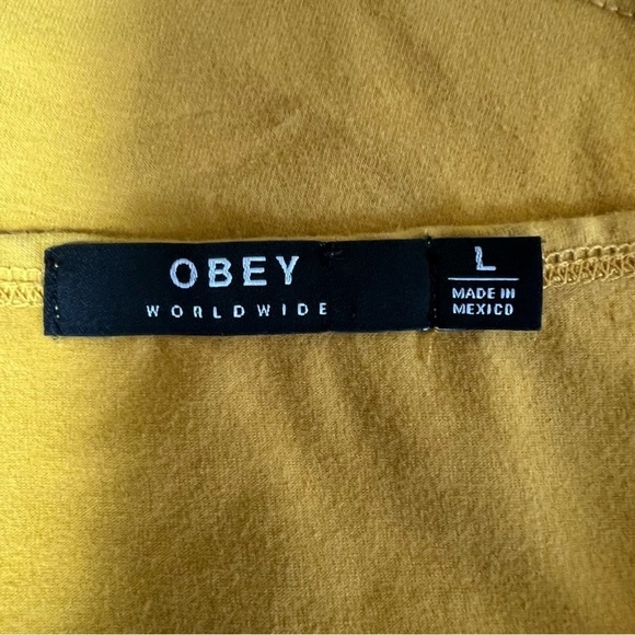 OBEY Worldwide Sad Daisy Bandeau Mustard Strapless Crop Top Size Large NWT - Picture 5 of 7